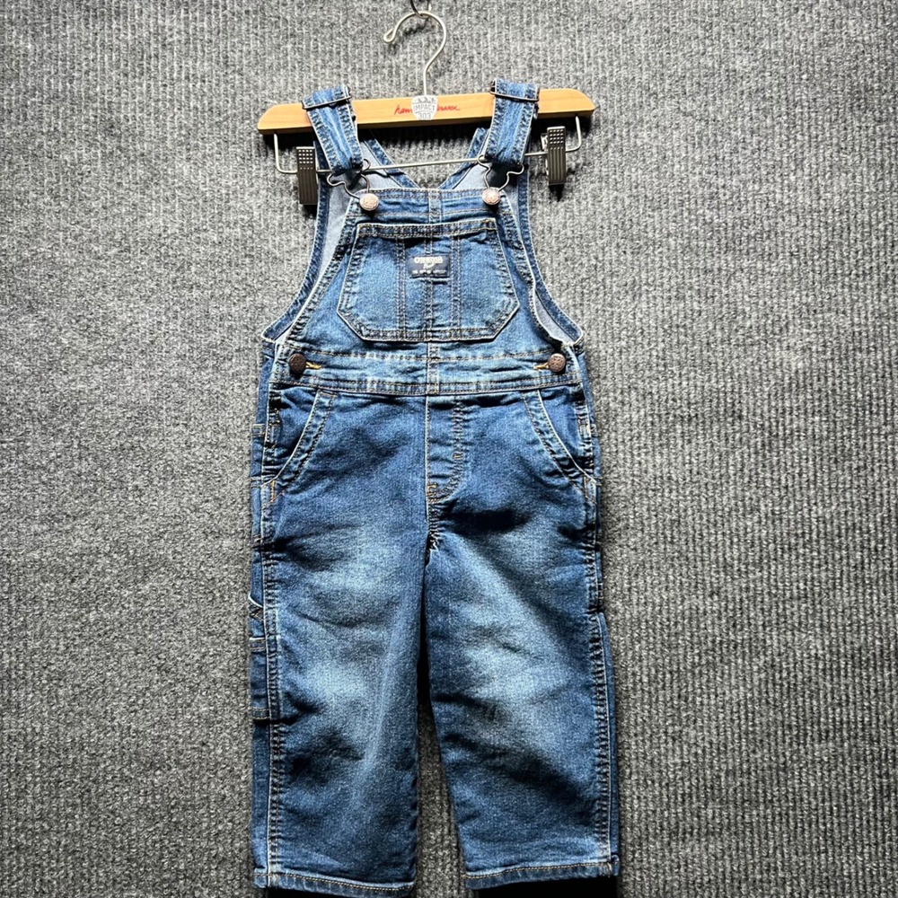 OshKosh Bgosh Denim Overalls Kids 2T Blue Classic Bib Carpenter Jeans Adjustable
